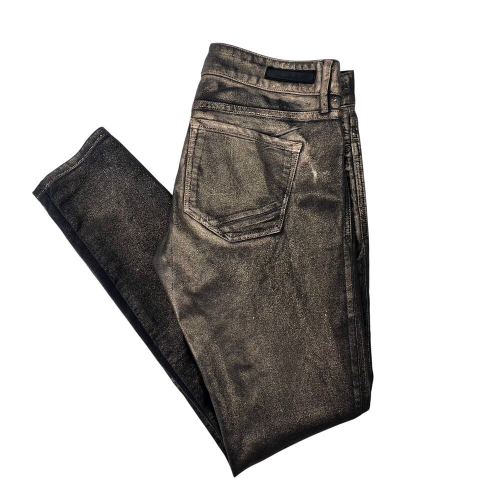 Express Gold Shimmer Skinny Pants sz 6 Gold Black Low Rise